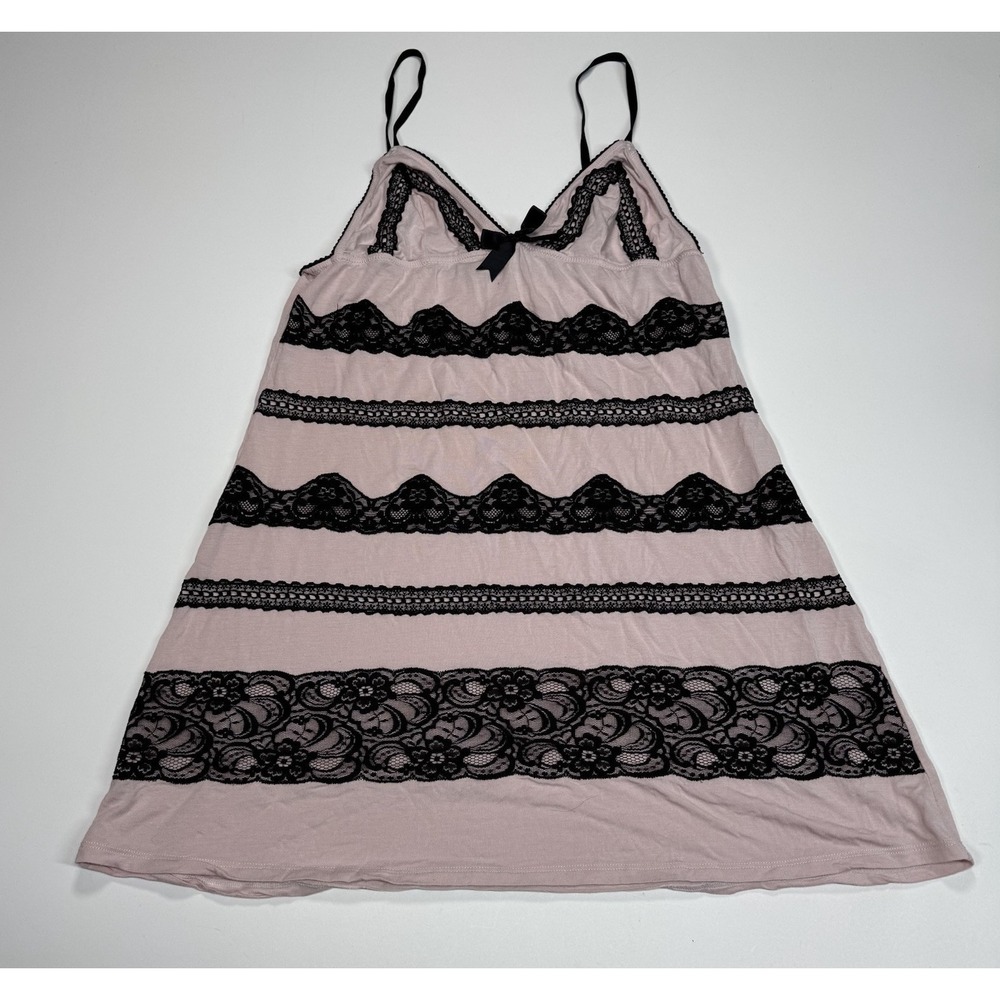 Victoria's Secret Sexy Little Things Pink Modal and Black Lace Slip Babydoll M